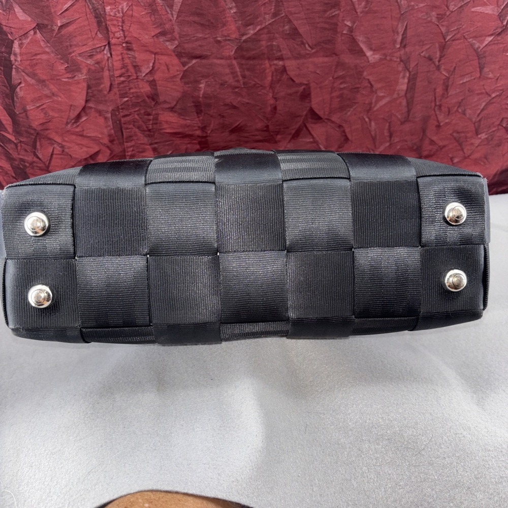 Harveys Original Seatbelt Black Shoulder Bag 4 Carriage Rings Double Belt Handle - Picture 6 of 16